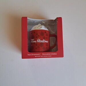 Tim Hortons Red Mug Whipped Cream Christmas Ornament New in Box NEW
